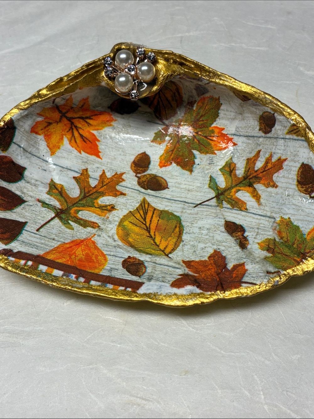 Decorative Autumn Leaf Trinket Dish Shell